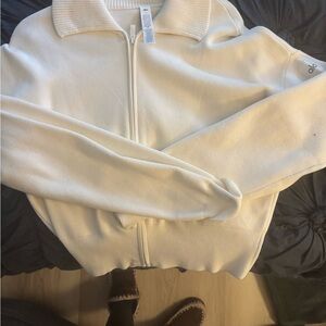 ALO Yoga Cream Ribbed Jacket